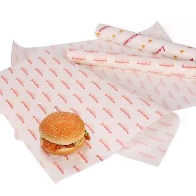 Greaseproof Paper Burger Wrapping Wood Style Customers Food Baking Pulp Color Printing Feature