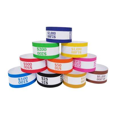 Customized Self-sealing Cash Bands Bill Currency Paper Money Straps for bank