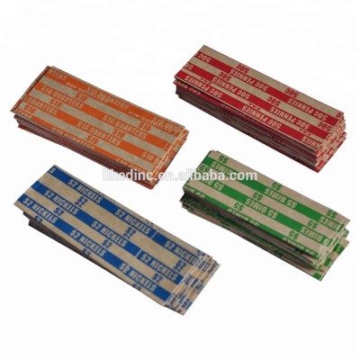 Flat Tubular Coin Wrappers, Color-Coded Kraft Paper, Assorted, 1000 Wrappers per Package